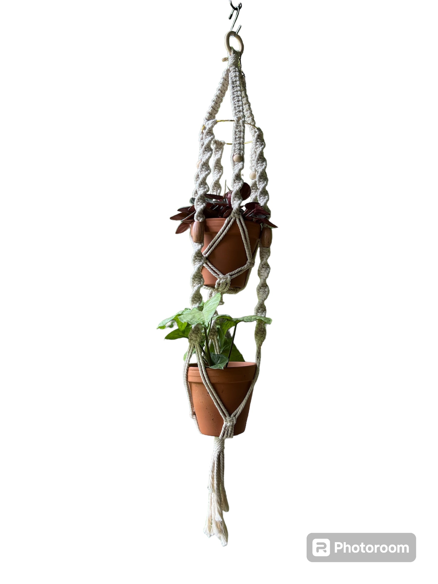 double plant hanger Retro Double plant hanger – Knot and Feather Shop